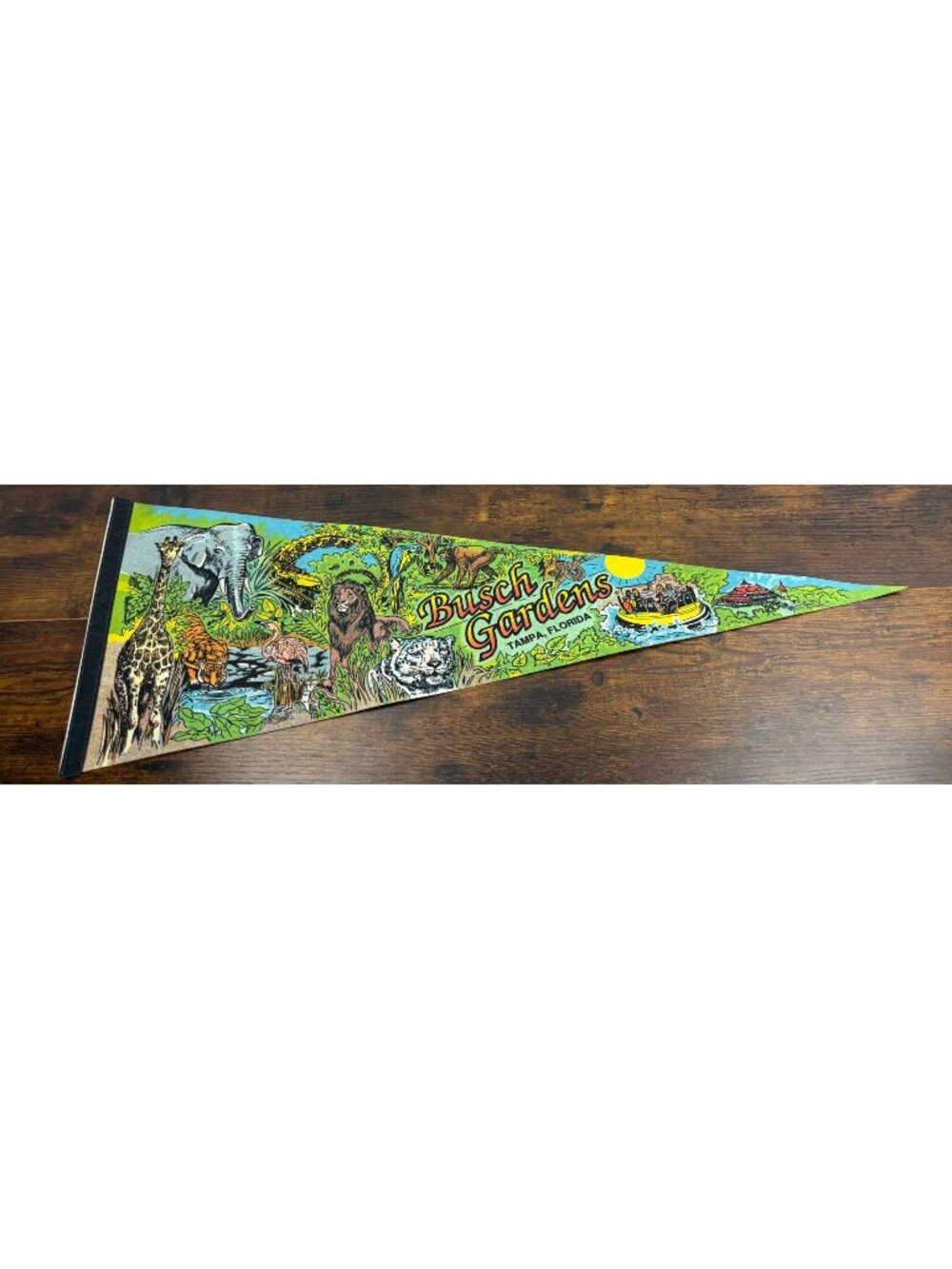 Vintage Busch Gardens Tampa Florida Souvenir Pennant 30 inches